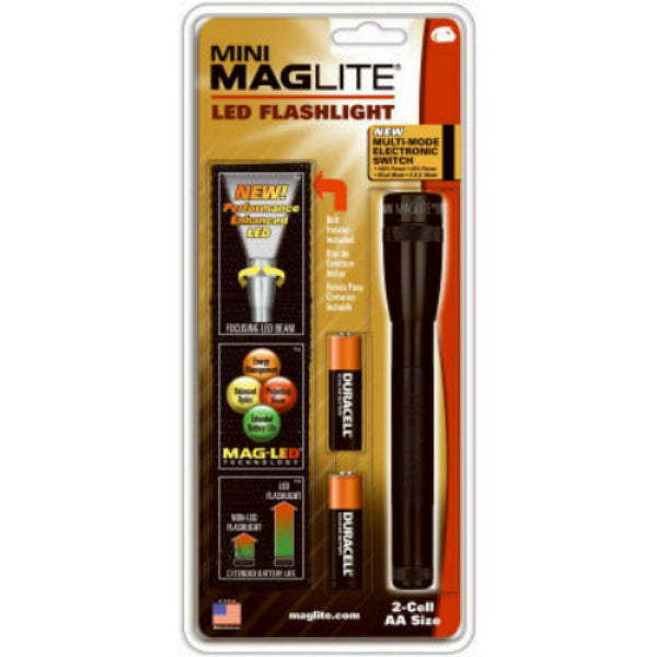 Maglite SP2201H LED Mini Flashlight with 4-Function, 2 "AA", Black