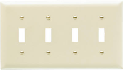 Pass & Seymour TradeMaster Nylon Wall Plate, 4 Gang, Light Almond