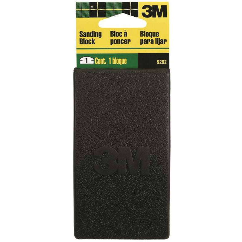 3M 9292 Rubber Sanding  Block, 5" x 2-3/4", Black