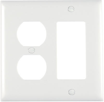 Pass & Seymour SP826WU Combination Wall Plate, 2 Gang, White