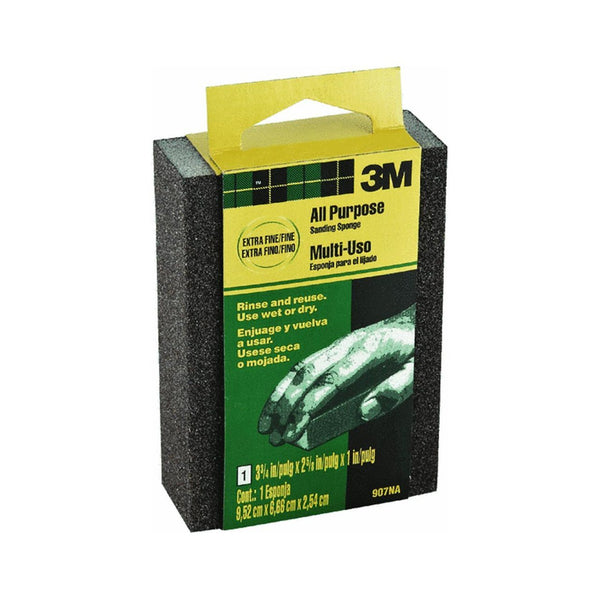 3M 907NA Small Area Sanding Sponge, Extra Fine/Fine Grit, 3-3/4" x 2-5/8"