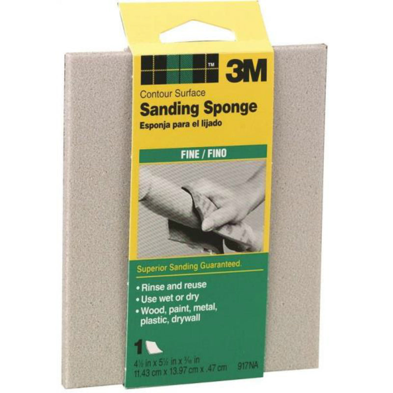 3M 917NA Contour Surface Flexible Sanding Sponge, 4.5" x 5.5", Fine Grit