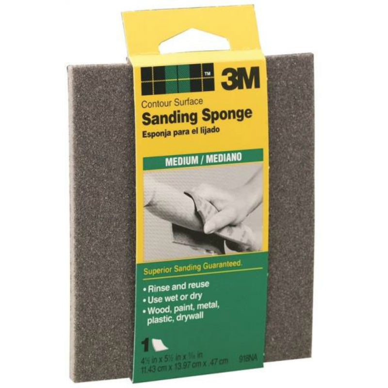 3M 918NA Contour Surface Flexible Sanding Sponge, 4-1/2" x 5-1/2", Medium Grit