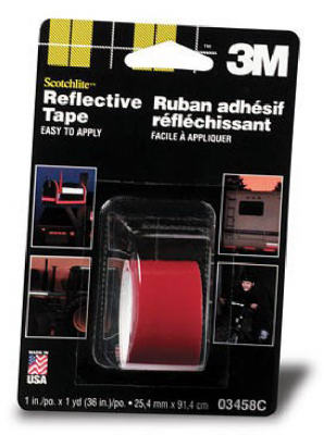 3M 03458 Scotchlite Reflective Safety Tape, 1" x 36", Red