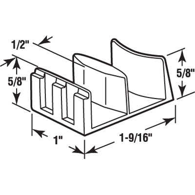 Slide-Co 191680 Nylon Tub Enclosure Sliding Shower Door Bottom Guide, 1-9/16"