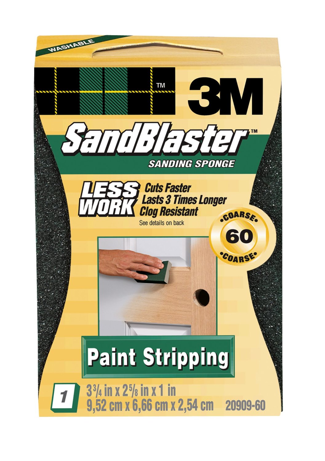 3M 20909-60 SandBlaster Paint Stripping Sanding Sponge, Coarse 60-Grit