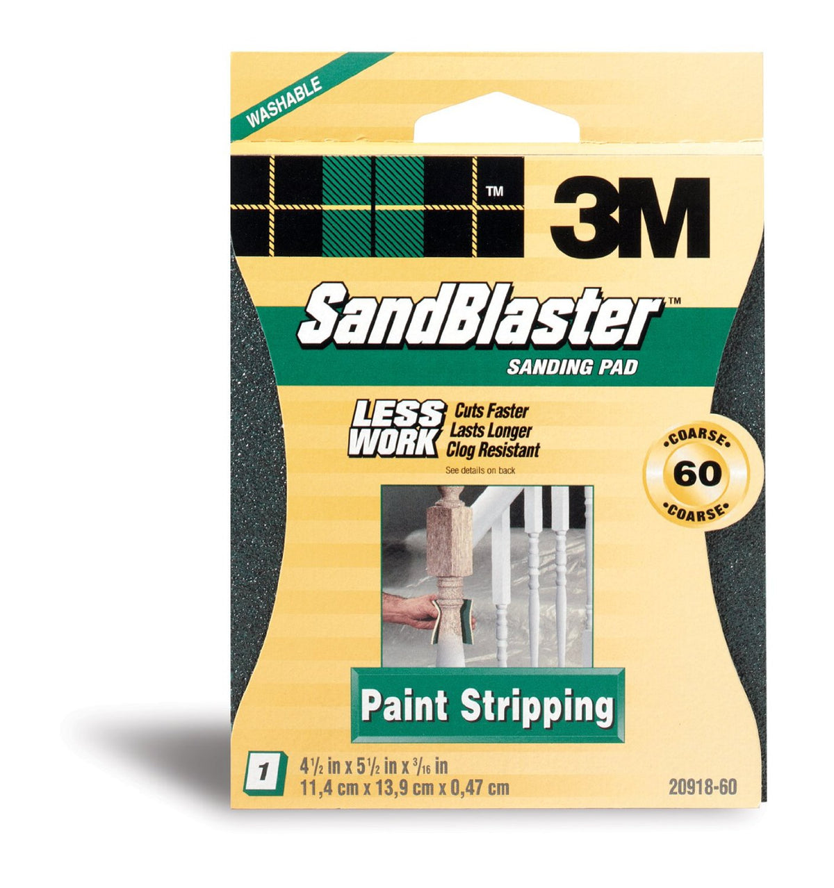 3M 20918-60 SandBlaster Paint Stripping Sanding Pad,. Coarse 60-Grit, Green