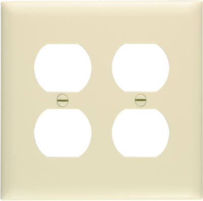 Pass & Seymour TradeMaster Duplex Wall Plate, 2 Gang, Ivory