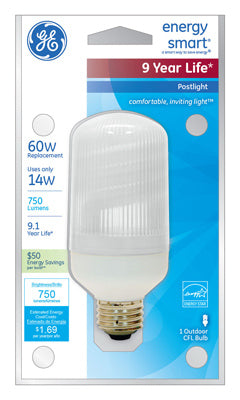 GE Lighting 85384 Energy Smart® Medium Base Postlight CFL Bulb, Soft White, 14W