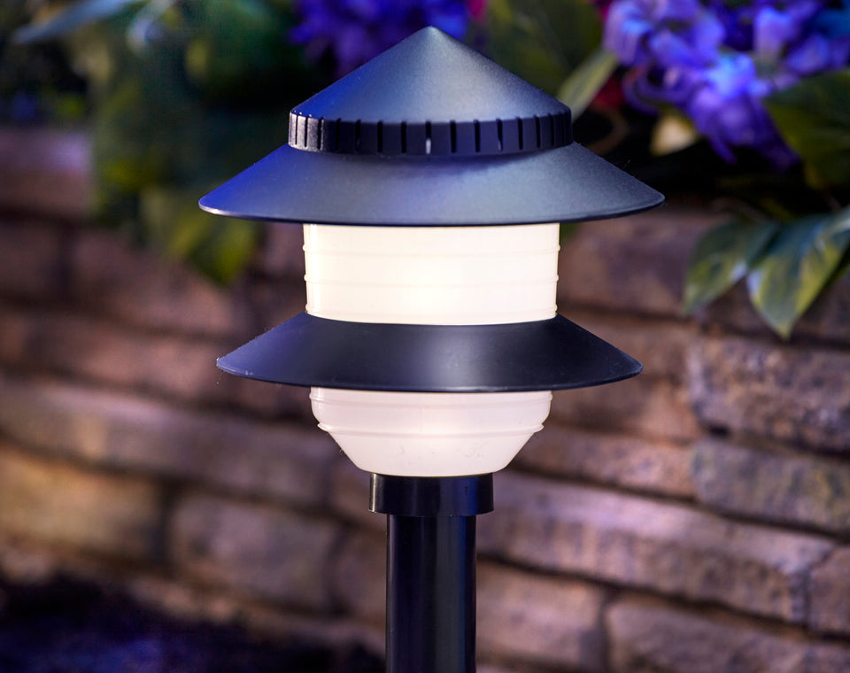 Moonrays® 97171 Low-Voltage Plastic 2-Tier Path Light, 4-Watt, Black