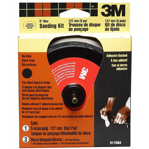 3M 9176 Adhesive Backed Disc Sander Kit, 5" Dia