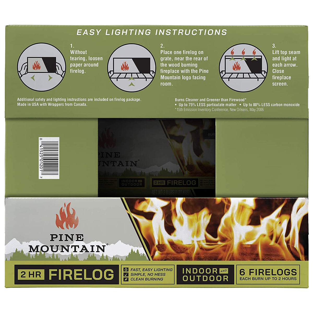 Pine Mountain 500-160-801 Traditional Firelogs, 2-Hour Burn Time, 6-Pack