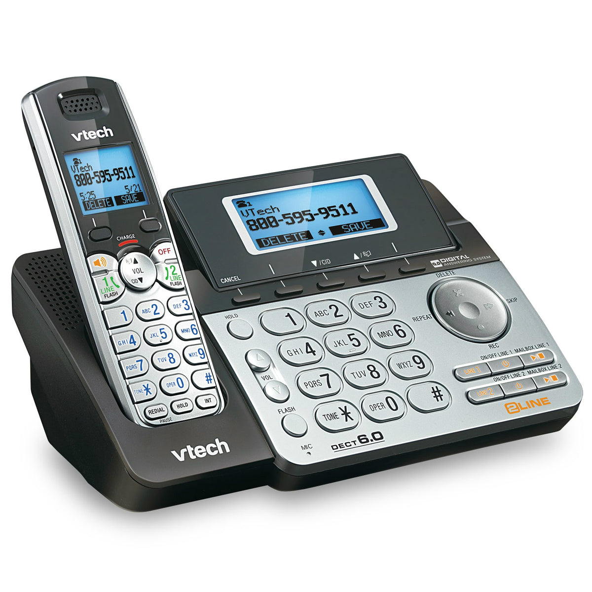 Vtech® DS6151 Two-Line Cordless Phone w/Digital Answering System/Caller ID