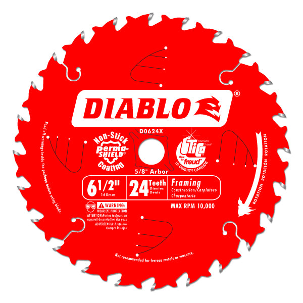 Diablo D0624X Cordless Saw Blade, 6-1/2" x 24 Tooth