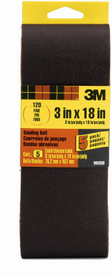 3M 99260NA Sanding Belt, 3" x 18", Fine 120 Grit, 5-Pack