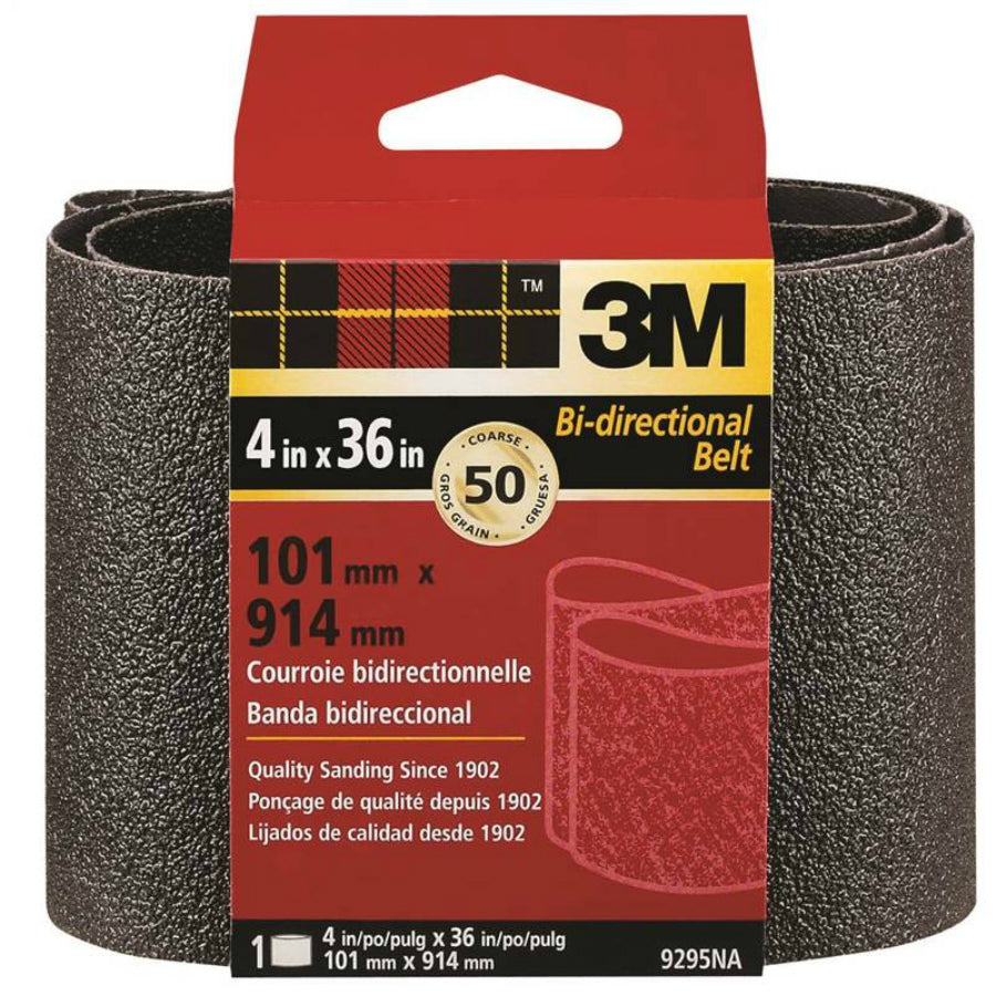 3M 9295NA Heavy Duty Resin Bond Power Sanding Belt, 4" x 36", Coarse 50-Grit