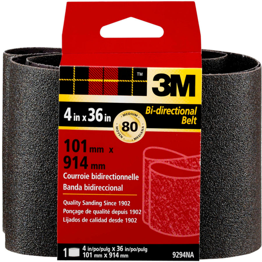 3M 9294NA Heavy Duty Resin Bond Power Sanding Belt, 4" x 36", Medium 80-Grit