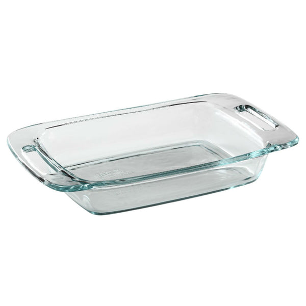 Pyrex 1085781 Easy Grab Oblong Glass Baking Dish, 2 Qt