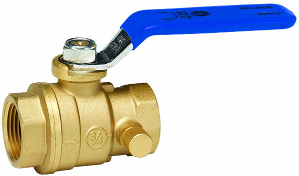 Homewerks® 119-2-12-12 Lead-Free Brass Full Port Ball Valve w/ Drain, 1/2" FIP