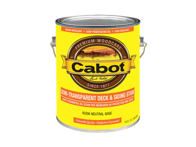 Cabot® 16306-07 Semi-Transparent Deck & Siding Stain, Neutral Base, 1 Gallon