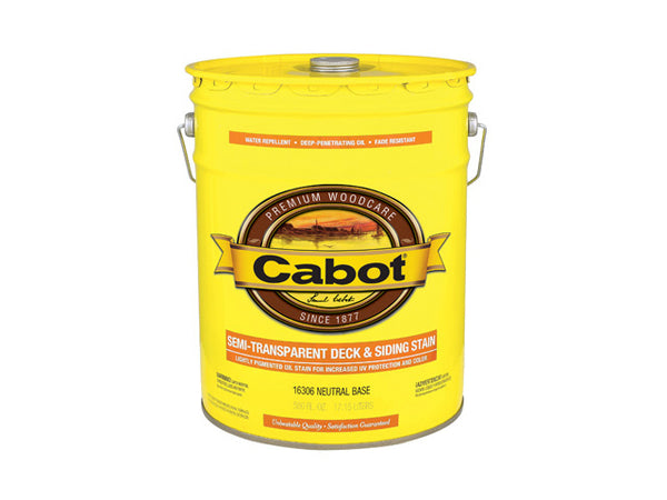 Cabot® 16306-08 Semi-Transparent Deck & Siding Stain, Neutral Base, 1 Gallon