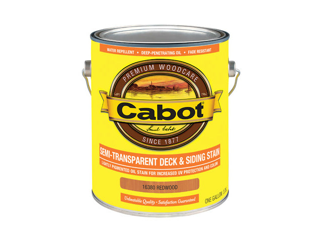 Cabot® 16380-07 Semi-Transparent Deck & Siding Stain, Redwood, 1 Gallon