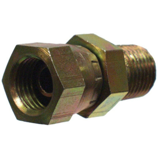 Apache 39004250 Straight Hydraulic Adapter, 3/8" MP x 1/4" FP Swivel