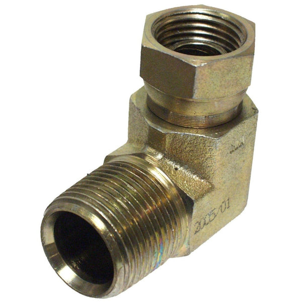 Apache 39005175 90-Degree Hydraulic Hose Adapter, 1/2"MP x 1/2" FP Swivel