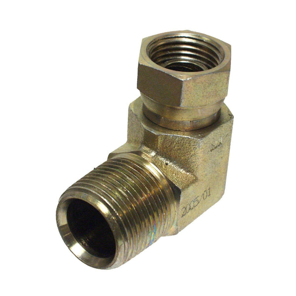 Apache 39005100 90-Degree Hydraulic Hose Adapter, 3/8"MP x 1/2"FP Swivel