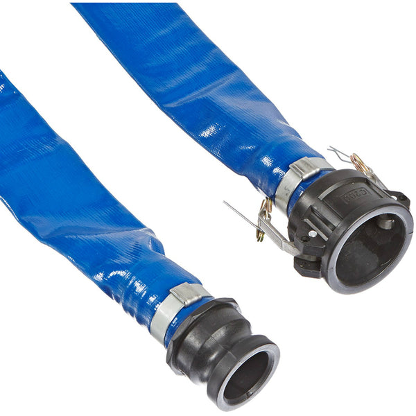 Apache 98138049 PVC Coupled Layflat Discharge Hose Assembly, Blue, 2" x 50'