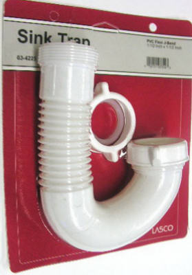 Lasco 03-4225 PVC Tubular Flexible J-Bend, White, 1-1/2"