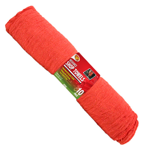 Detailer's Choice® 3-5368 Cotton Mechanics Shop Towel, Red, 13" x 14", 10-Pack