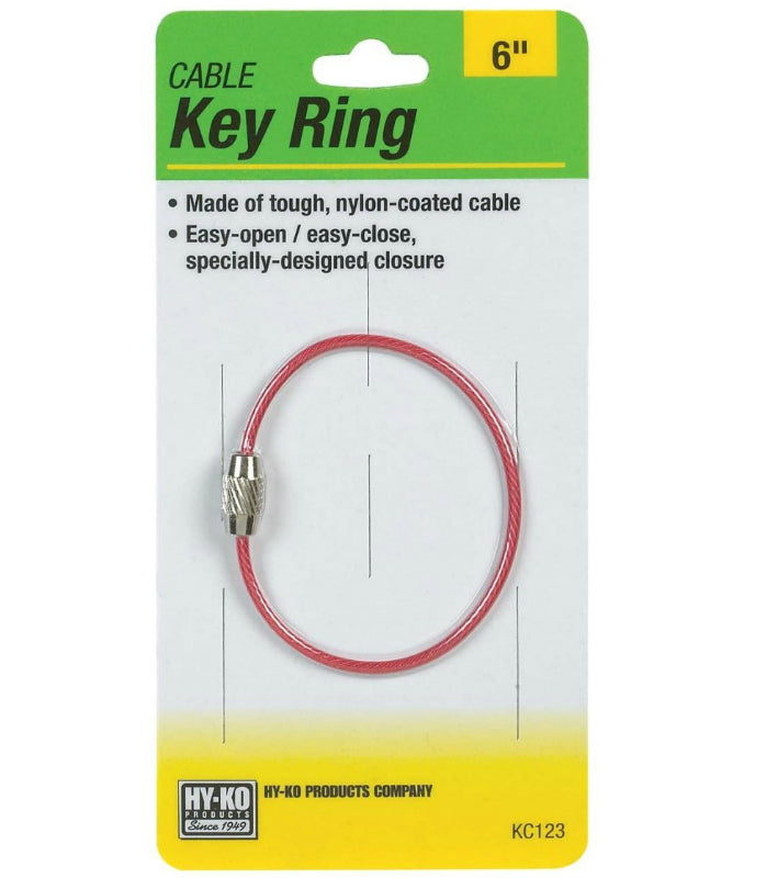 Hy-Ko KC123 Cable Key Ring, 6"