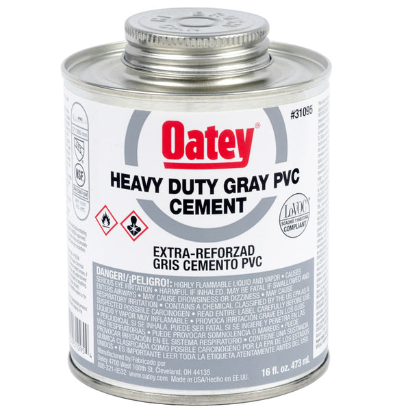 Oatey® 31095 Heavy Bodied PVC Cement, 16 Oz, Gray