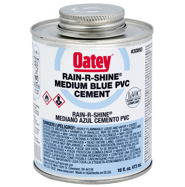 Oatey® 30893 Rain-R-Shine® PVC Pipe Cement, 16 Oz, Blue