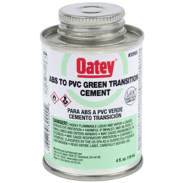 Oatey® 30900 ABS To PVC Transition Cement, 4 Oz, Green