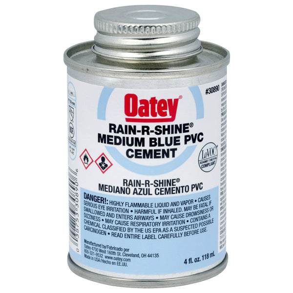 Oatey® 30890 Rain-R-Shine® PVC Pipe Cement, 4 Oz, Blue