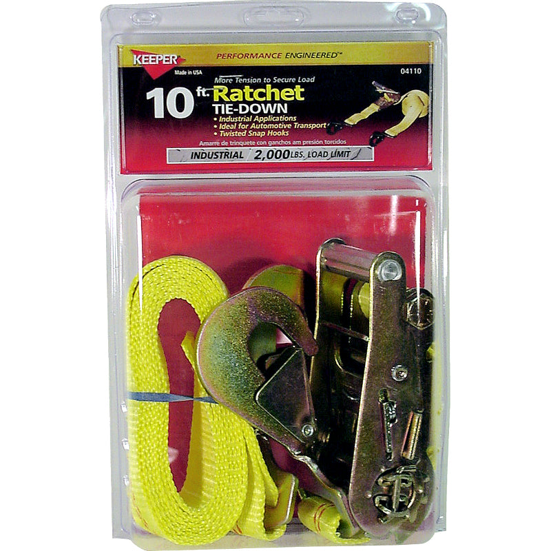 Keeper 04110 Ratcheting Tie-Down with Twisted Snap Hooks. 2 x 10