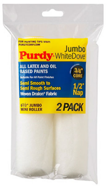 Purdy® 140626013 White Dove Jumbo Mini Roller Cover, 6.5" x 1/2", 2-Pack