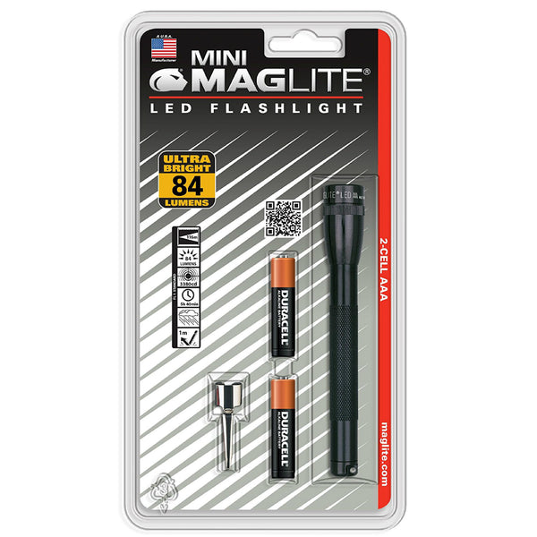 Maglite SP32016 LED Mini Flashlight, 2 "AAA", Black