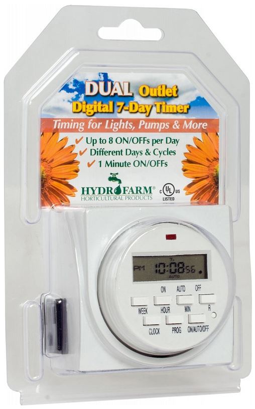 Hydrofarm® Tm01715d 7 Day Dual Outlet Digital Timer Toolbox Supply 0004