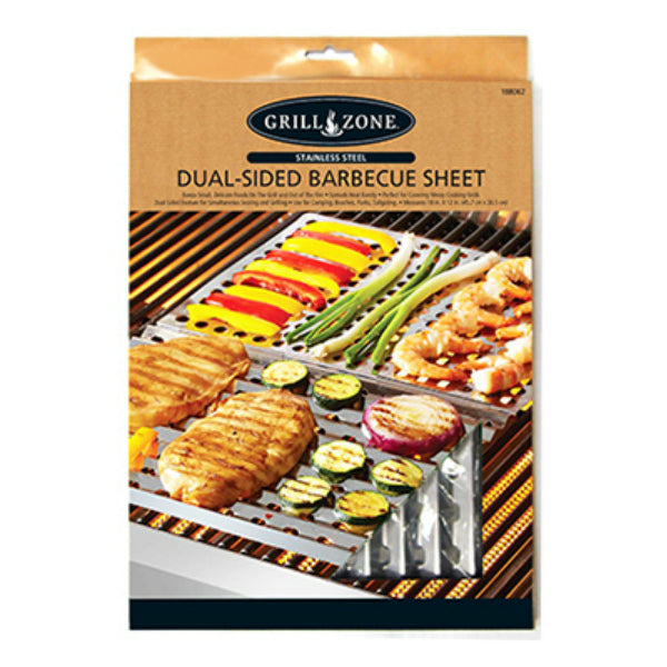 Grill Zone 00340TV Reusable Stainless Steel Dual-Sided Barbecue Sheet