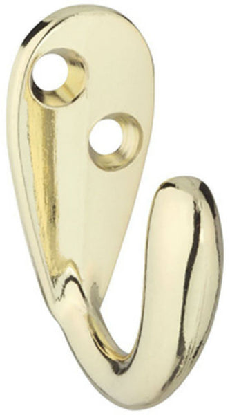 National Hardware® N830-141 Single Prong Robe Hook, Polished Brass