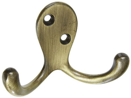 National Hardware® N830-150 Double Prong Robe Hook, Antique Brass