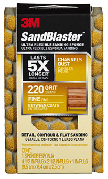 3M 20907-220-UFS Sandblaster Ultra Flexible Sanding Sponge, 4.5"x2.5", 220-Grit