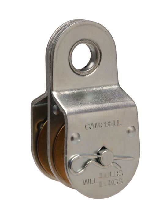 Campbell® T7550421 Double Sheave Rigid Eye Pulley, Steel, 400 Lb, 1-1/2"