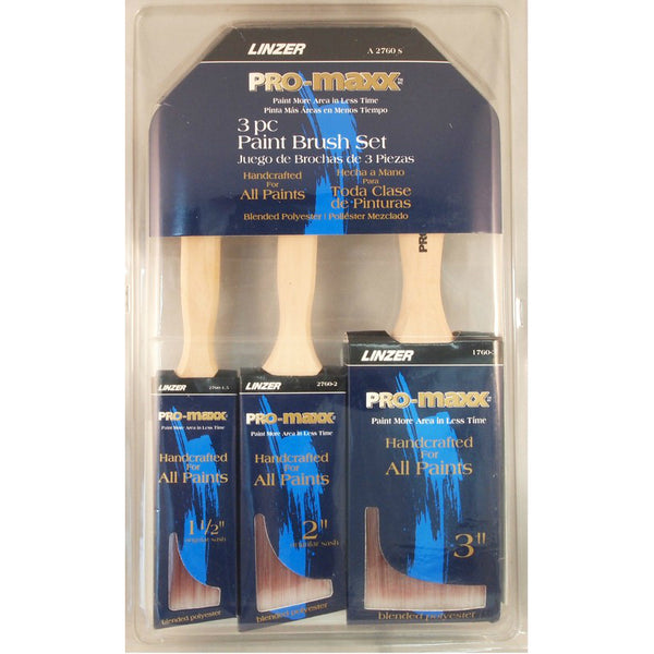 Linzer A2760S Pro-Maxx™ Blended Polyester Paint Brush Set, 3-Piece