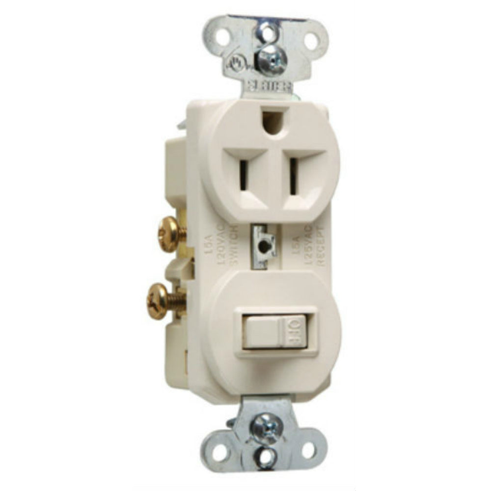 Pass & Seymour® 691LACC6 Single-Pole Switch & Single Receptacle, Light Almond