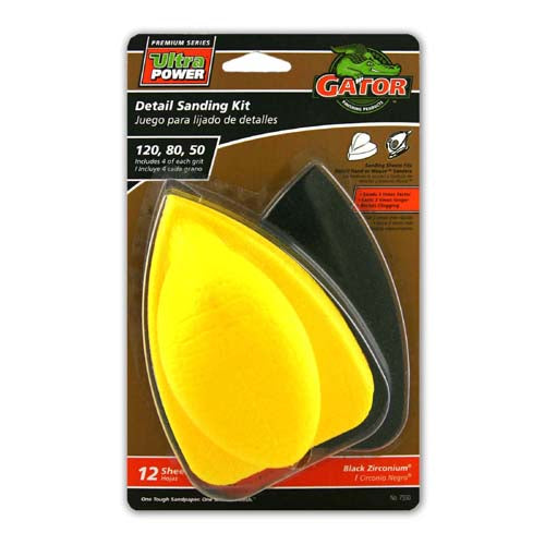 Gator® 7330 Mouse™ Detail Sanding Kit with 12 Sheets, Assorted Grits, 3.5" x 5"