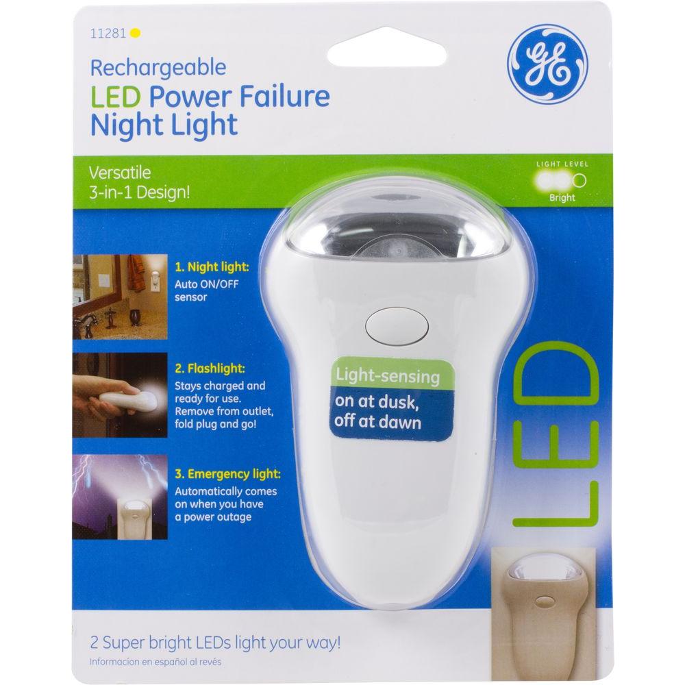 GE 3-in-1 Rechargeable Power Failure LED Night Light, White